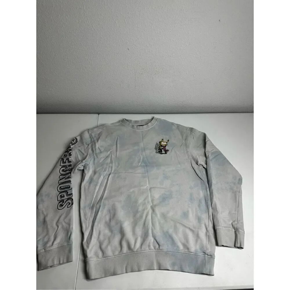H&M Men's Relaxed Fit SpongeBob Square Pants Sweatshirt Gray Blue Cotton Size S